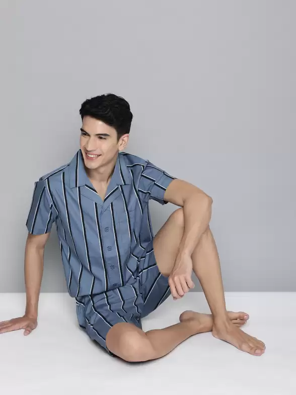 Men Stripe Print Night suit - image 7