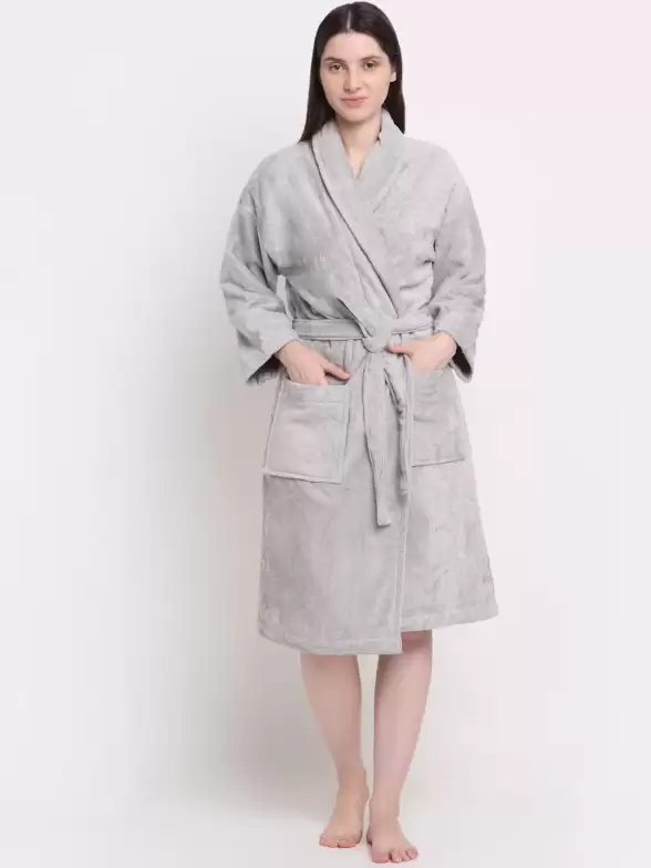 Women Solid Bath Robe - image 7