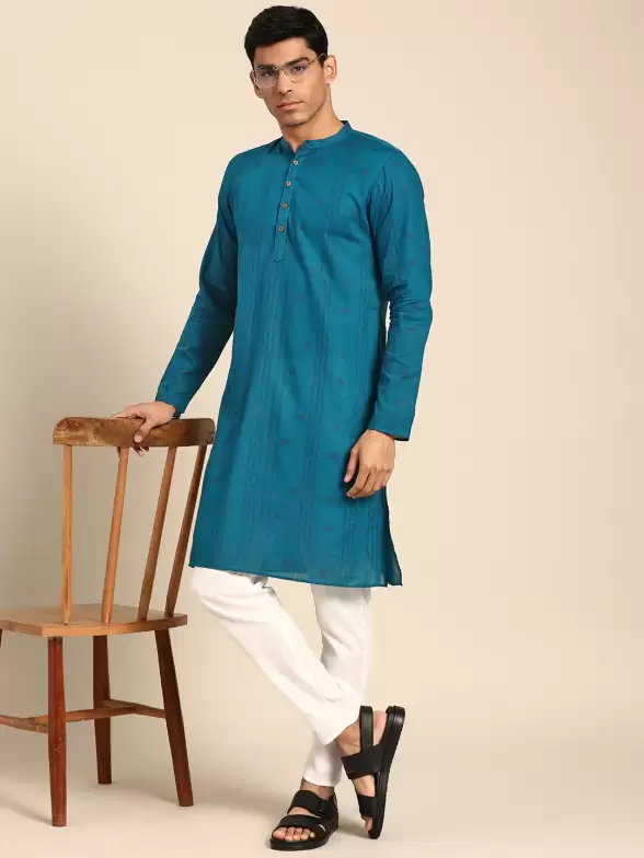 Men Printed Cotton Kurta Set - image 7