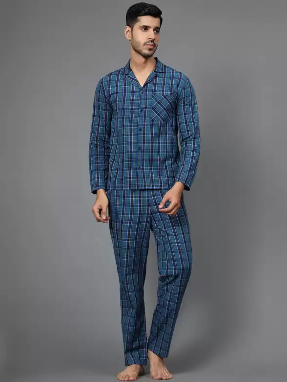 Men Checked Night suit - image 7