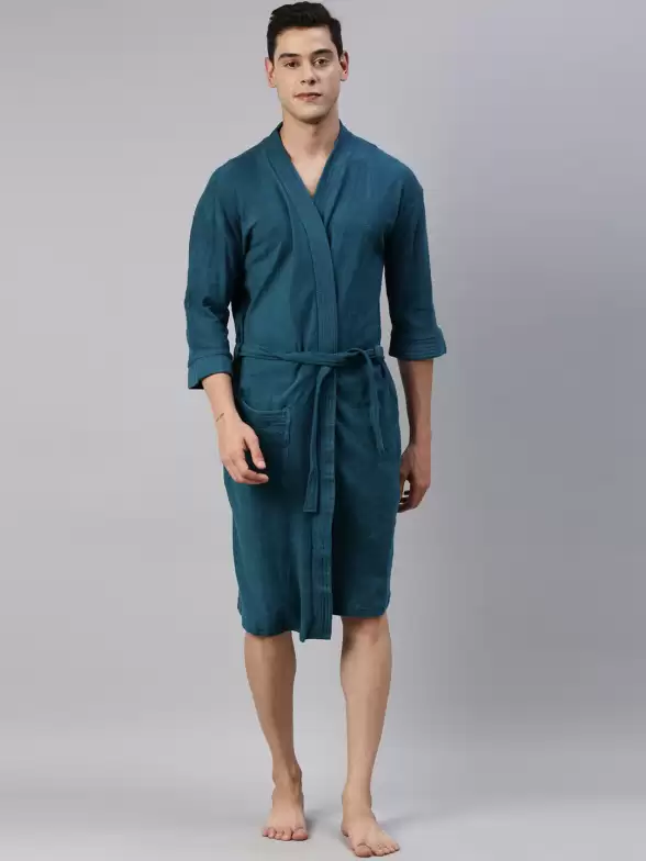 Men Solid Bath Robe - image 7