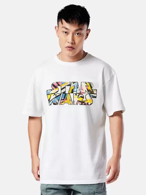 Men Star Wars Typography Printed Loose T-shirt - image 7