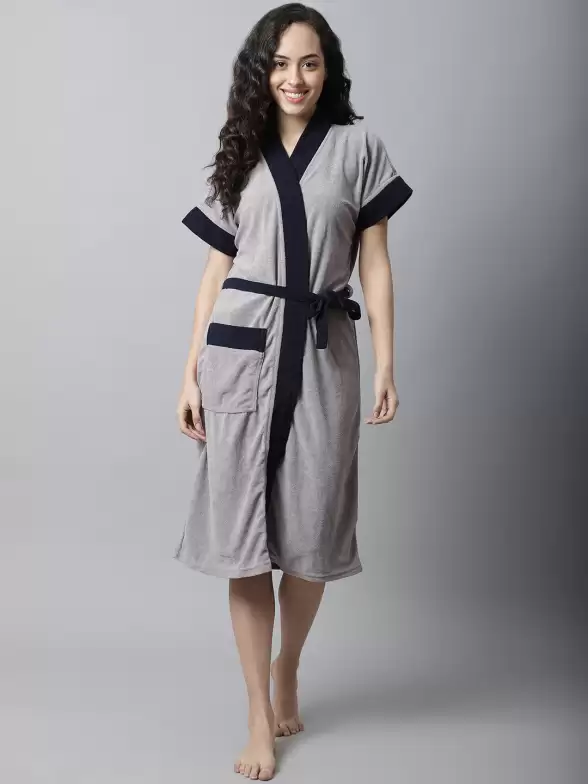 Women Solid Bath Robe - image 7