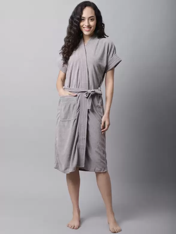 Women Solid Bath Robe - image 7