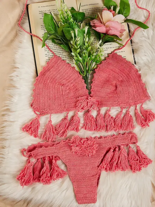 Women Cotton Crochet Bikini Set - image 7