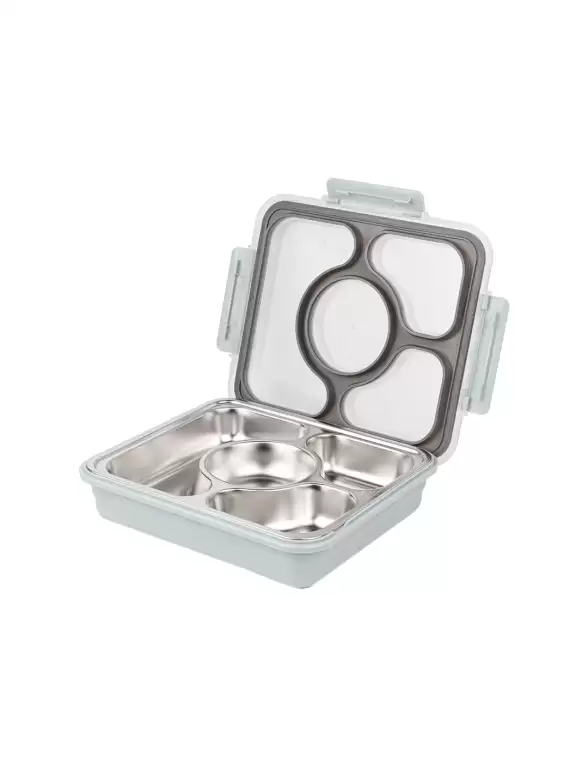 Solid Stainless Steel Lunch Box With 4 Compartment Containers - image 7