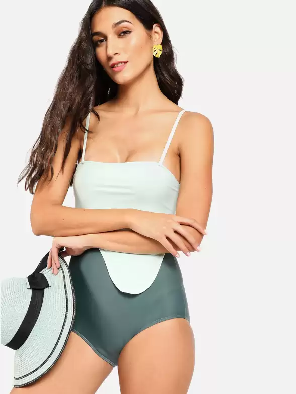 Women Dual Tone One Piece Swimsuit - image 7