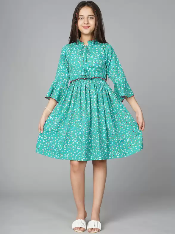 Printed Tie-Up Neck Dress - image 7