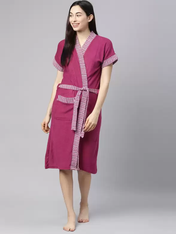 Women Cotton Patti Bath Robe - image 7