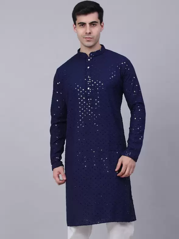 Men Embroidered Pure Cotton Kurta - image 7