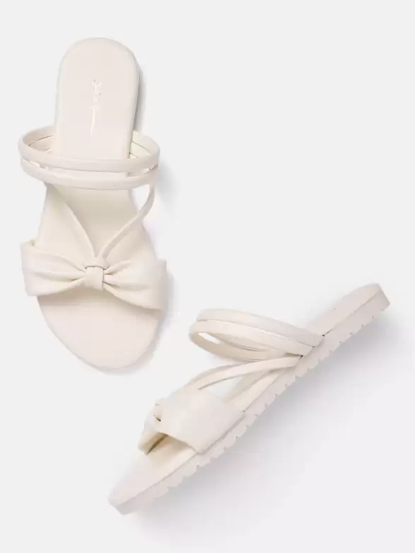 Women Bow Detail Open Toe Flat - image 7
