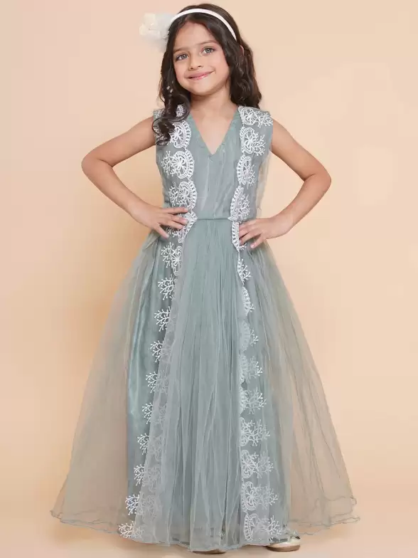 Girls Floral Net Maxi Dress - image 7