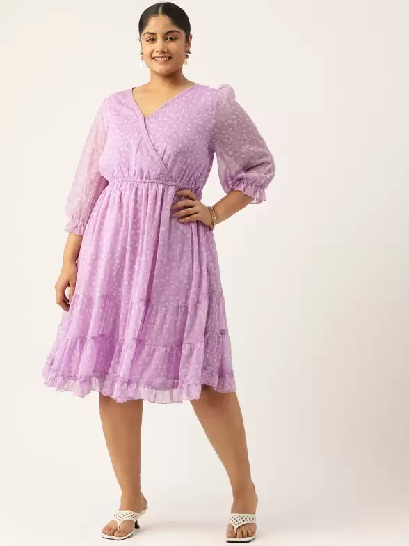 Plus Size Floral Chiffon Dress - image 7