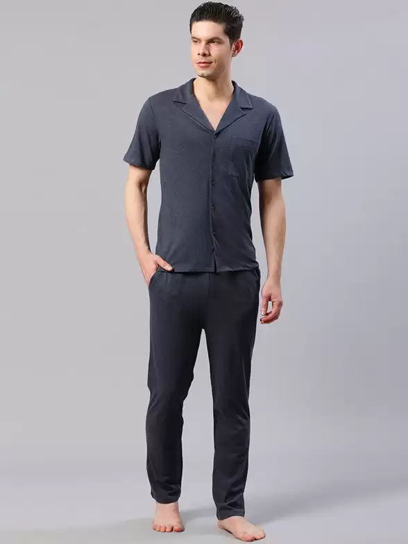 Men Lapel Collar Night Suit - image 7