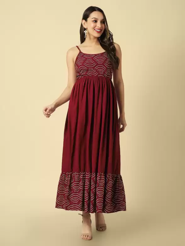 Printed Fit-Flare Dress - image 7