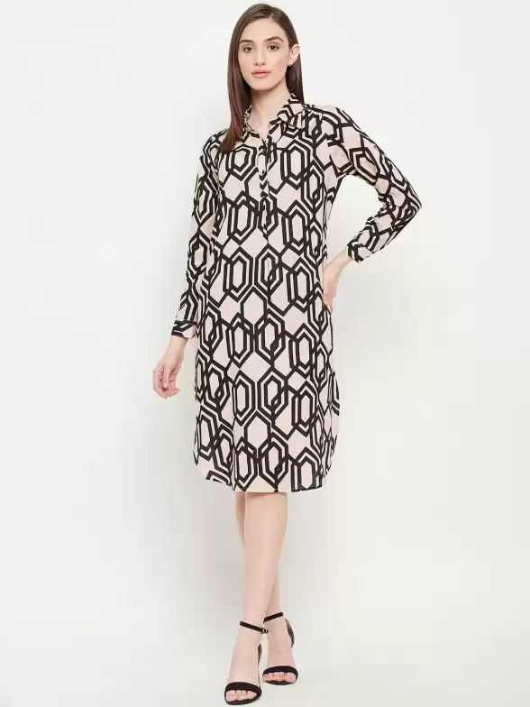 Printed Shirt Collar Dress - image 7