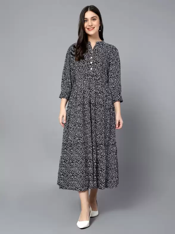 Printed Tiered Midi Dress - image 7