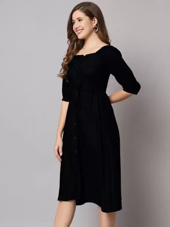Puff Sleeves A-Line Dress - image 7