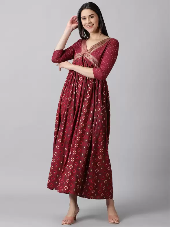 Printed V-Neck Maxi Dress - image 7