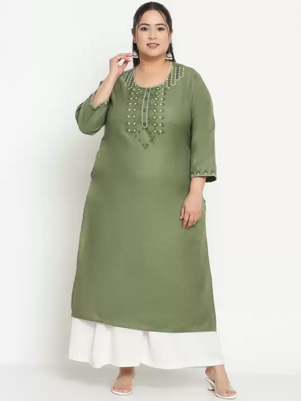 Women Geometric Embroidered Kurta - image 7