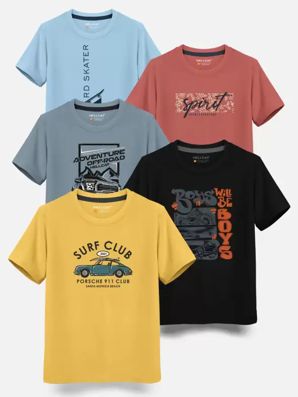 Boys Pack Of 5 Cotton T-shirt - image 2