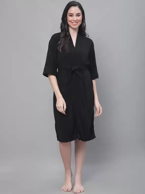 Women Bath Robe With Belt - image 7