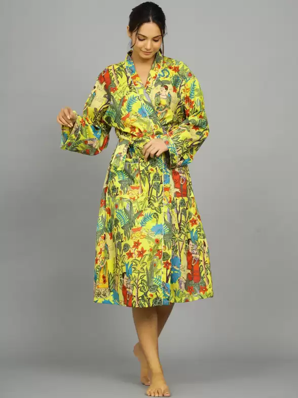 Women Printed Cotton Bath Robe - image 7