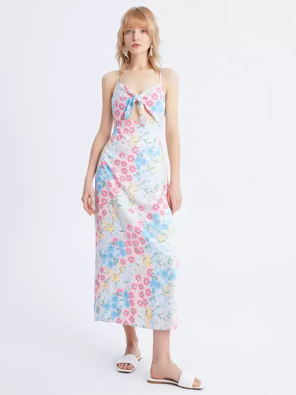 Floral Print A-Line Midi Dress - image 7