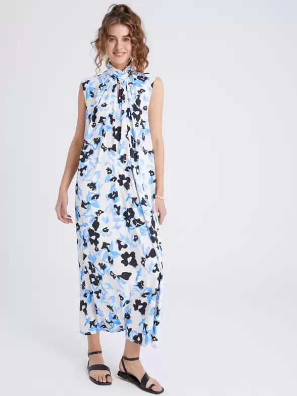 Floral Print A-Line Midi Dress - image 7