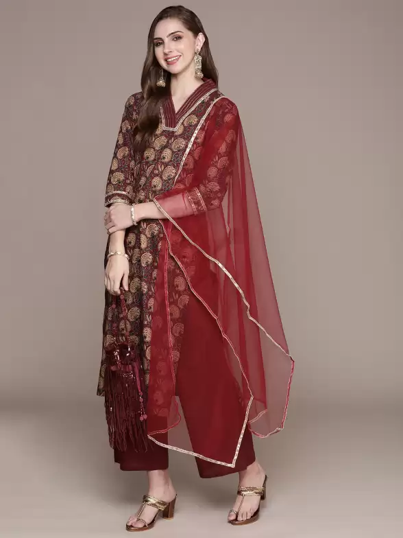 Women Printed Kurta with Palazzos With Dupatta - image 7