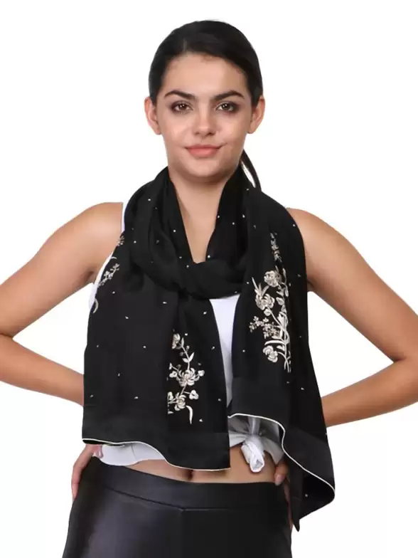 Women Satin Embroidered Stole - image 7