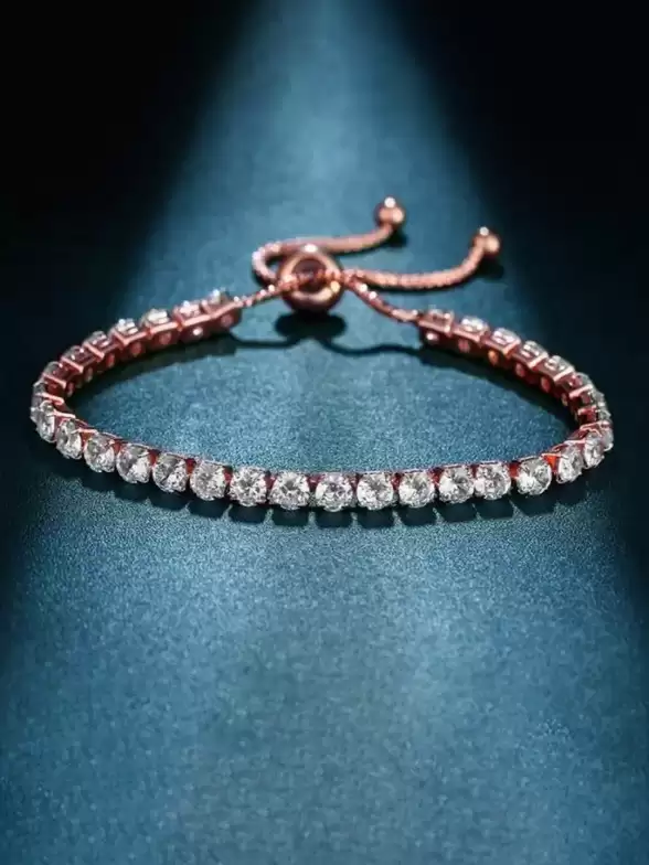 Women Cubic Zirconia Rose Gold-Plated Charm Bracelet - image 7
