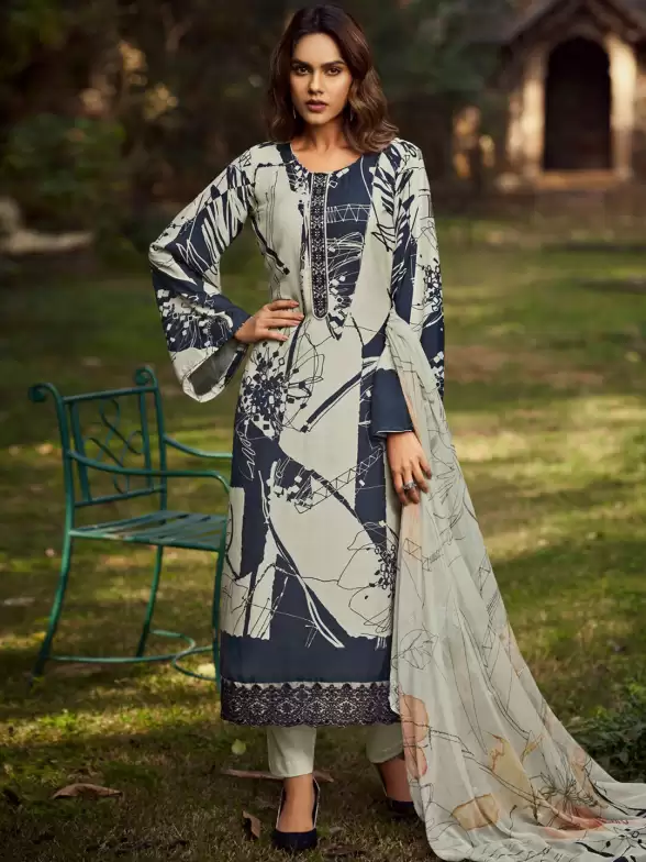 Printed Unstitched Dress Material - image 7