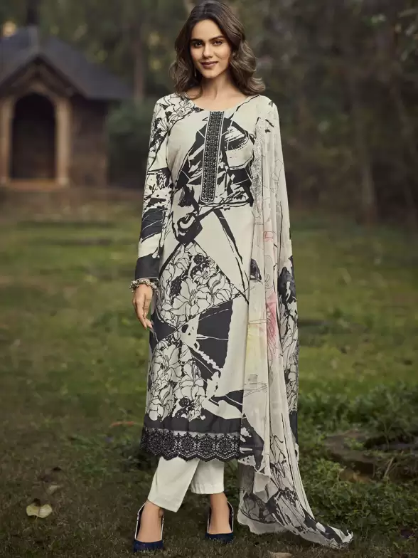 Printed Unstitched Dress Material - image 7
