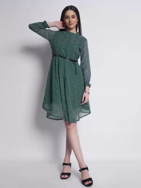 Printed Fit & Flare Dress - image 7