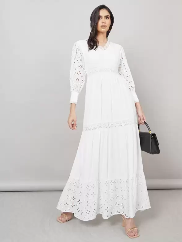 V-Neck Fit & Flare Maxi Dress - image 7