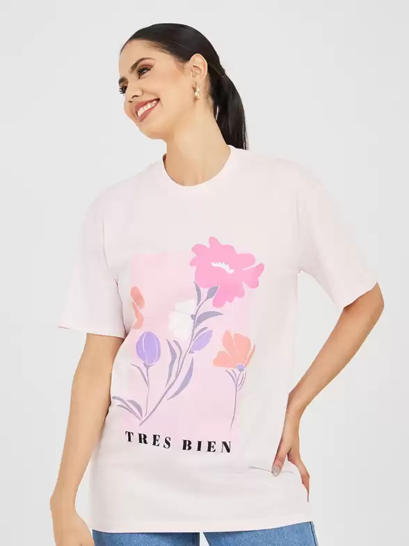 Floral Printed Cotton T-shirt - image 7
