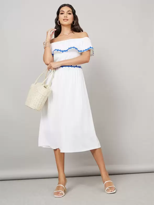 Fit & Flare Midi Off-Shoulder Dress - image 7