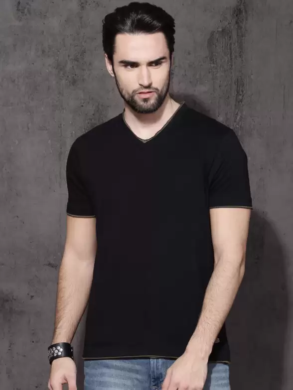 Pure Cotton T-shirt with Contrast Raw Edge - image 7