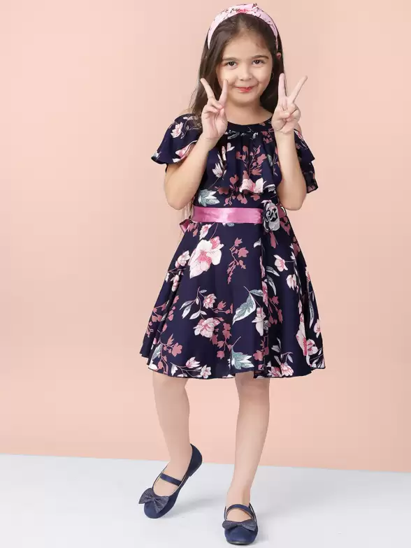 Girls Printed Fit and Flare Dress - image 7