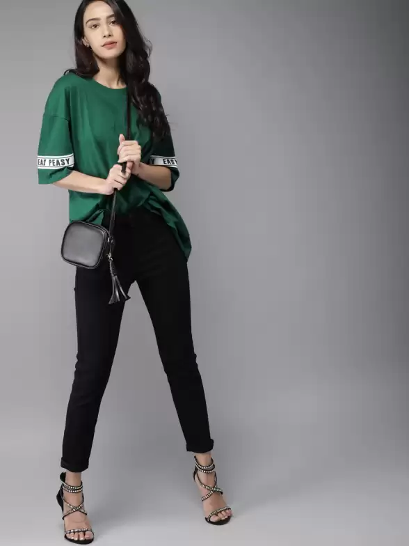 Solid Round Neck Pure Cotton T-shirt - image 7