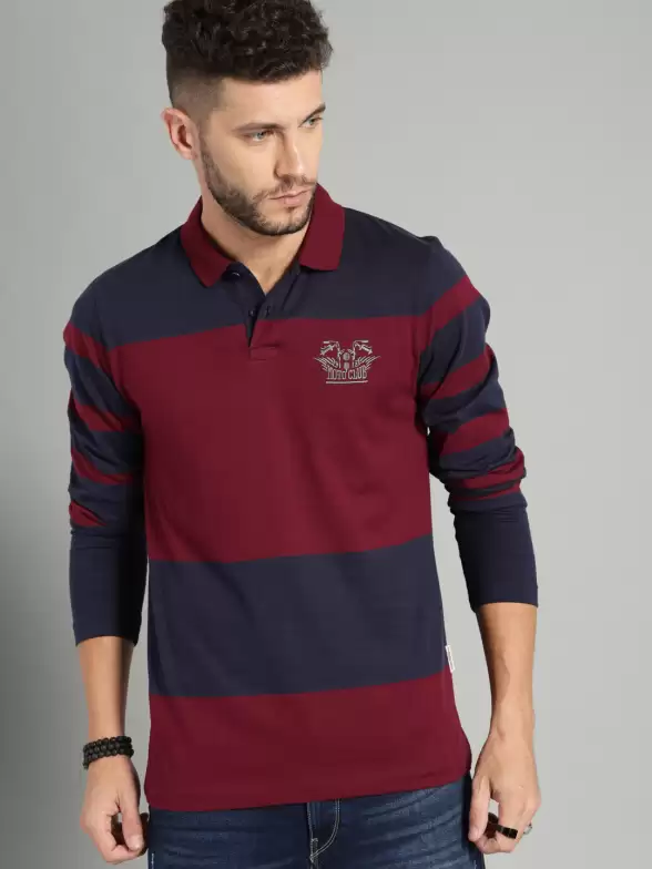 Striped Polo Collar Pure Cotton T-shirt - image 7