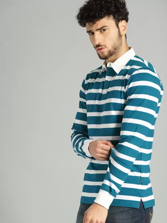 Men Striped Polo Pure Cotton T-shirt - image 7