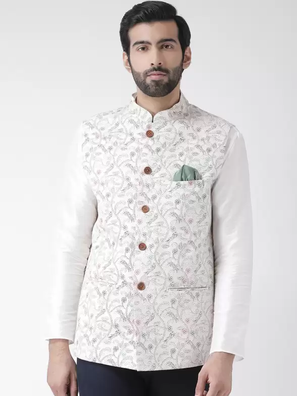 Men Printed Pure Cotton Nehru Jacket - image 7