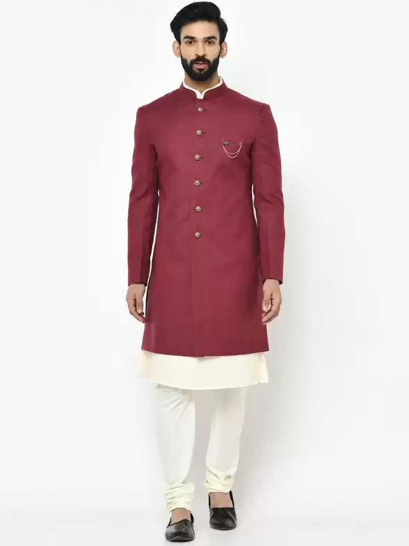 Men Solid Sherwani Set - image 7