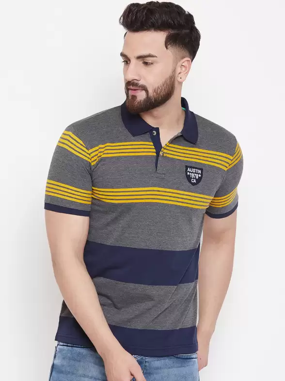 Striped Polo Collar T-shirt - image 7