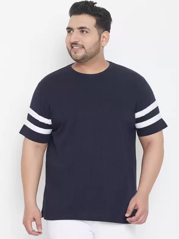 Plus Size Striped Round Neck Pure Cotton T-shirt - image 7