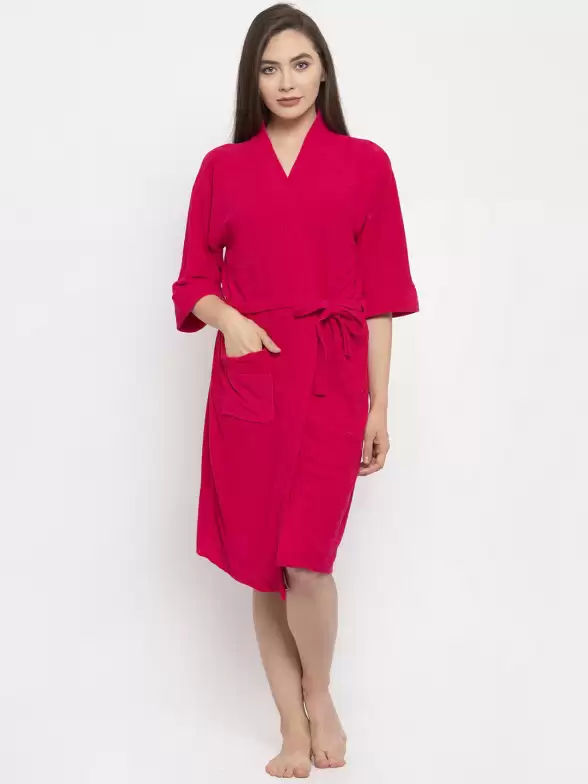 Women Solid Bath Robe - image 7