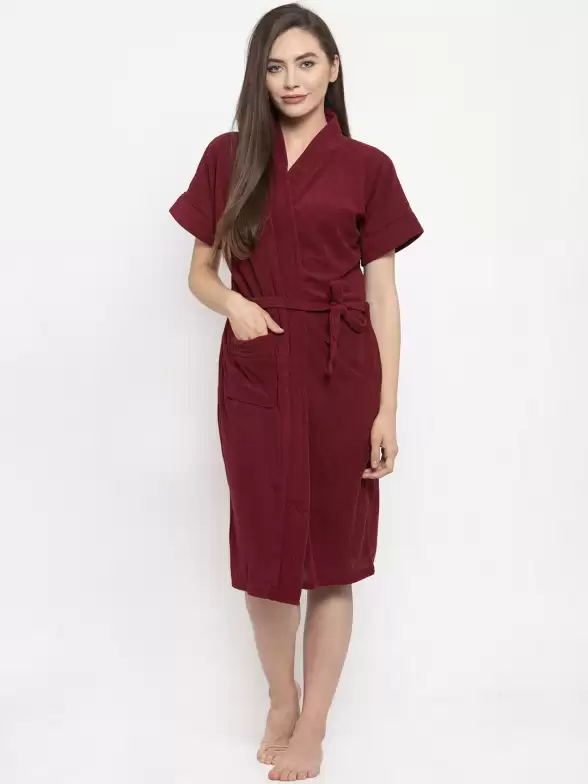 Women Solid Bath Robe - image 7