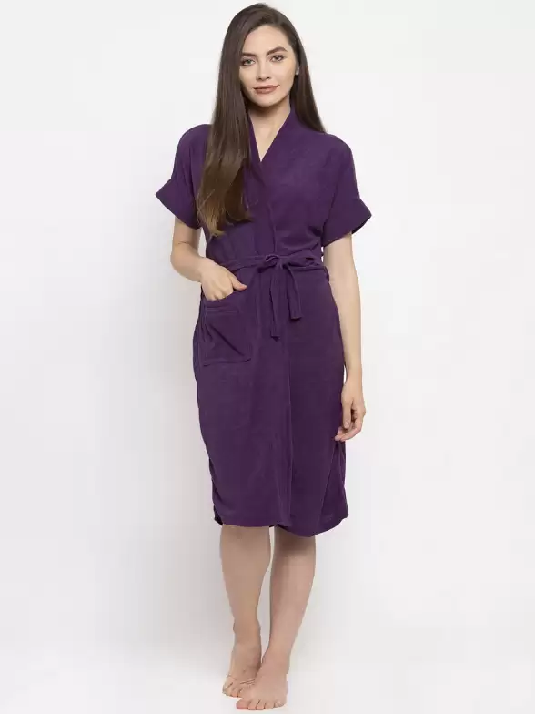 Women Solid Bath Robe - image 7